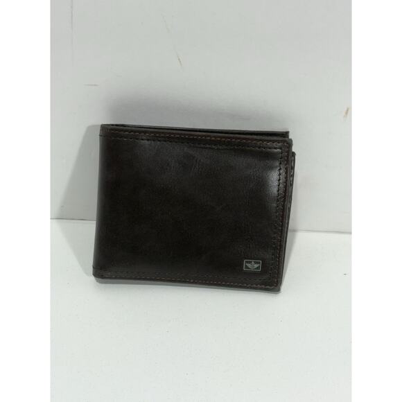 DOCKERS MEN'S RFID-BLOCKING EXTRA CAPACITY SLIM BIFOLD LEATHER WALLET BROWN - Picture 1 of 7